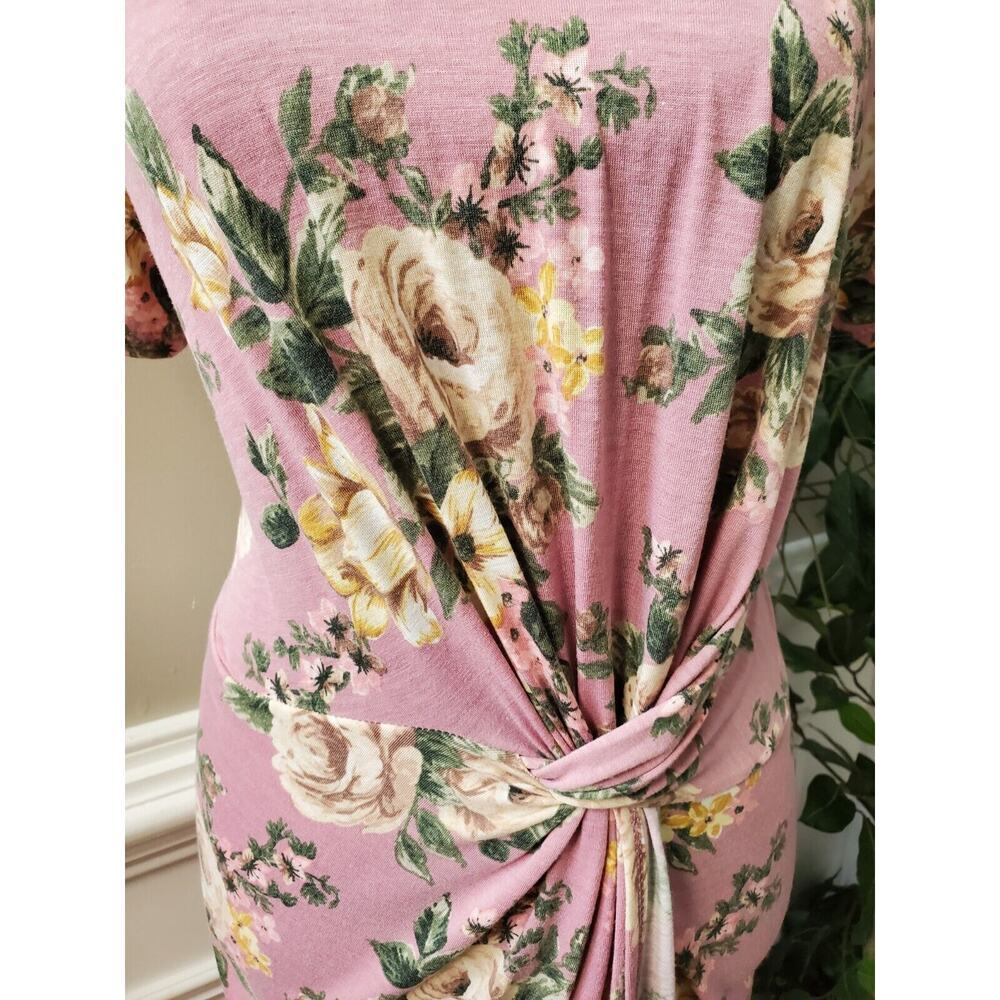 Sweet Claire Women's‎ Pink Polyester Round Neck Half Sleeve Knee Length Dress L - Picture 3 of 10